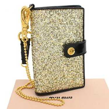 Miu Miu Compact Wallet Bi Fold Vertical Sequin Go… - image 1
