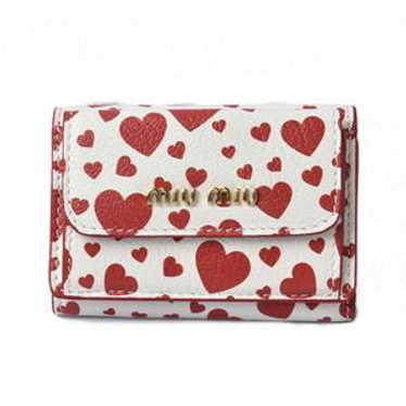 Miu Miu Miu Miu Madras Mini Wallet Heart Motif Wh… - image 1