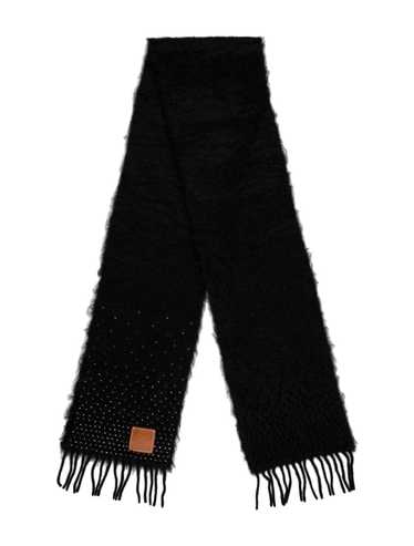ヘアアクセサリー LOEWE BLACK MOHAIR BLEND SCARF Loewe Crystal-Embellished Anagram Patch Wool and Mohair