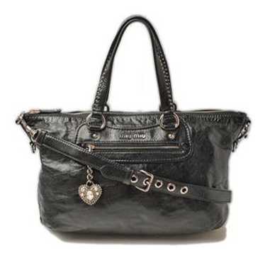 バッグ archive miumiu heart charm leather bag Miu Miu Brown Leather Studded Heart Charm Tote Miu Miu | TLC US