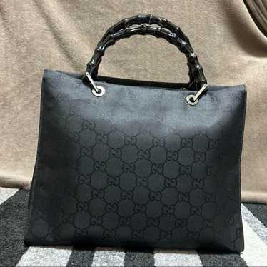 Gucci Black GG Pattern Tote Bag