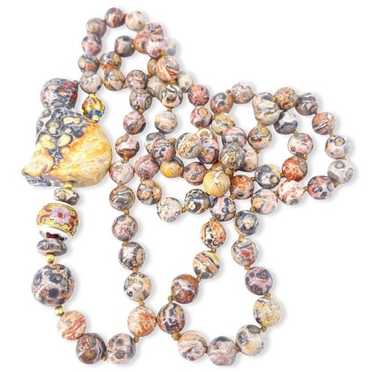 Leopard jasper necklace carved - Gem