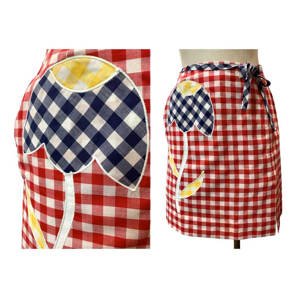 America × Vintage 60s Mod Red White Gingham Tenni… - image 1