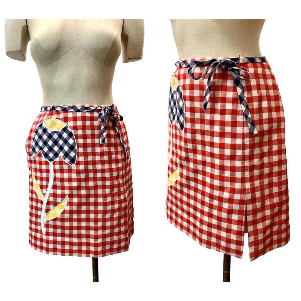 America × Vintage 60s Mod Red White Gingham Tenni… - image 3