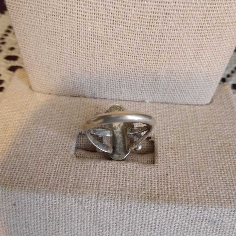 Vintage Sterling Silver mop silver ring - image 5