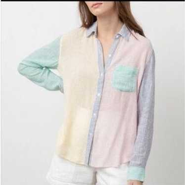 Rails Multicolor Linen Blend Button Front Long Sl… - image 1