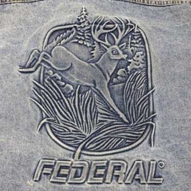 Vintage Federal Embossed Deer Denim Jacket USA Ma… - image 1