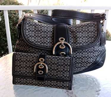 COACH コーチ　ワンショルダーバッグ　ソーホー　F10926 Coach F10926 Vintage Soho Black Leather & Signature C Canvas
