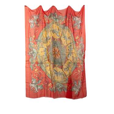 Red Hermès Luna Park Chiffon Silk Scarf Scarves