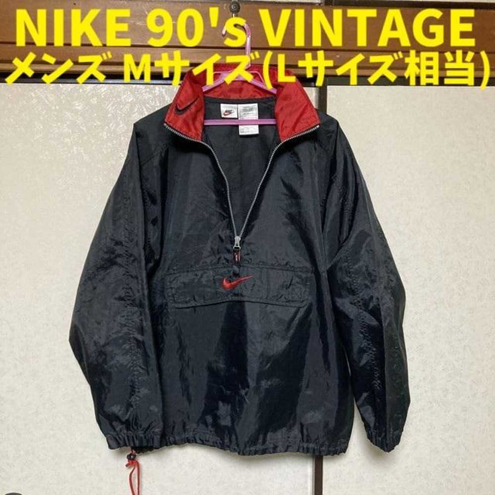 Nike Nylon Anorak Half-Zip 90s Black Red Men's Size M