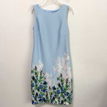 Calvin Klein Dress 8 Sleeveless Blue Floral Scuba… - image 1