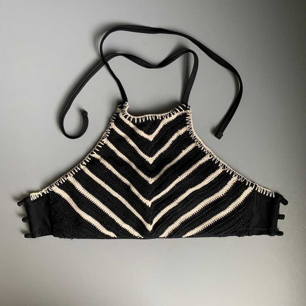Xhilaration Y2K Striped Vintage Crochet Knit Boho Cropped Halter Top S Rare