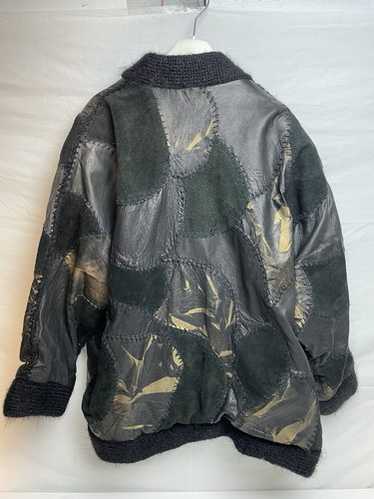 ジャケット・アウター grunge patchwork leather jacket brown Vintage Patchwork Leather Jacket: 80s Colorblock Oversized