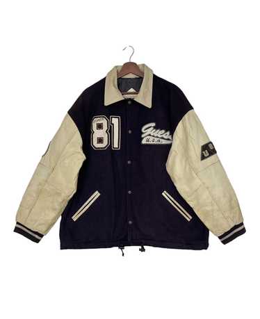 OLD GUESS　アメリカンチーム　袖レザー　刺繍　ヴァーシティージャケット Vintage guess varsity leather - Gem