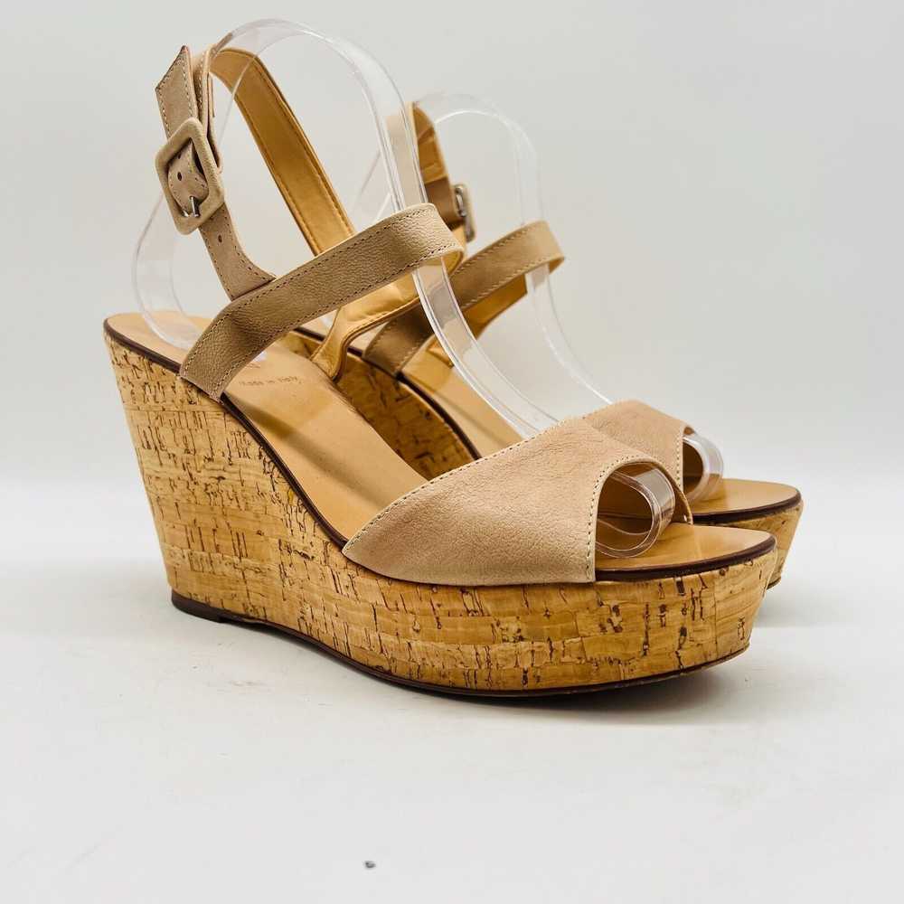 J Crew Shoes Womens 10 Beige Leather Cork Wedge H… - image 3