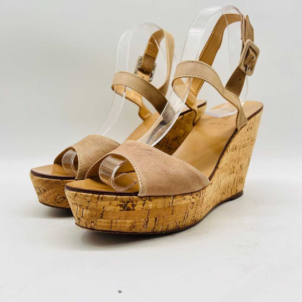 J Crew Shoes Womens 10 Beige Leather Cork Wedge H… - image 4