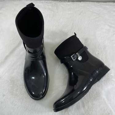 Michael Kors Black Rainboots Rubber Silver Charm - image 1