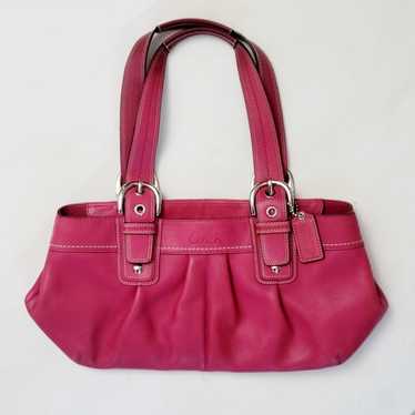 バッグ Coach Leather Hampton Soho Bag Pink Vintage COACH Hamptons Soho Hot Pink/Fuchsia Leather Satchel