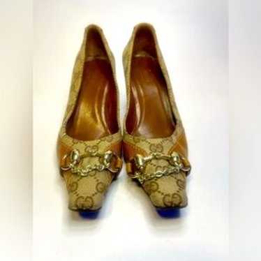 靴 Vintage Gucci Monogram Heels 36 1/2 Gucci Monogram Mules 36