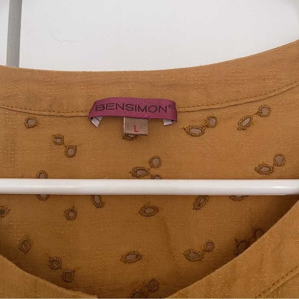 Women Dress long sleeves L beige Bensimon embroid… - image 3