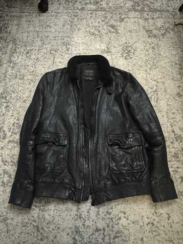 ALLSAINTS Ivor Leather Bomber Jacket in Black | endource