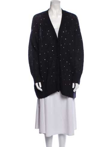 カーディガン MIU MIU - &amp; prada knit. Miu Miu logo-intarsia fine-knit Cardigan | Grey | FARFETCH