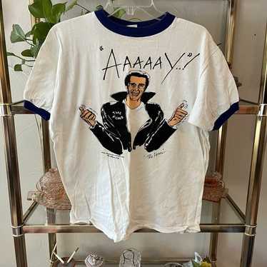 最終値下げ★ 1976 happy days fonzie Tシャツ　リンガーT 大幅値下げ☆1976 happy days fonzie Tシャツ ヴィンテージ