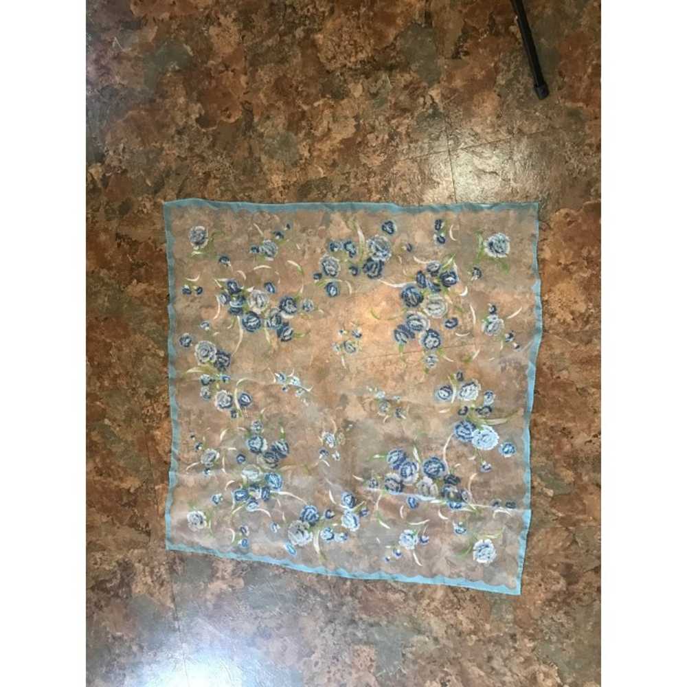 See through embroidered blue scarf - image 2