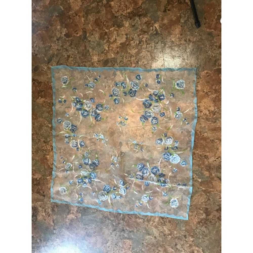 See through embroidered blue scarf - image 3