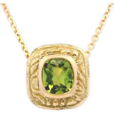 Estate 18K Yellow Bezel Set Peridot Necklace