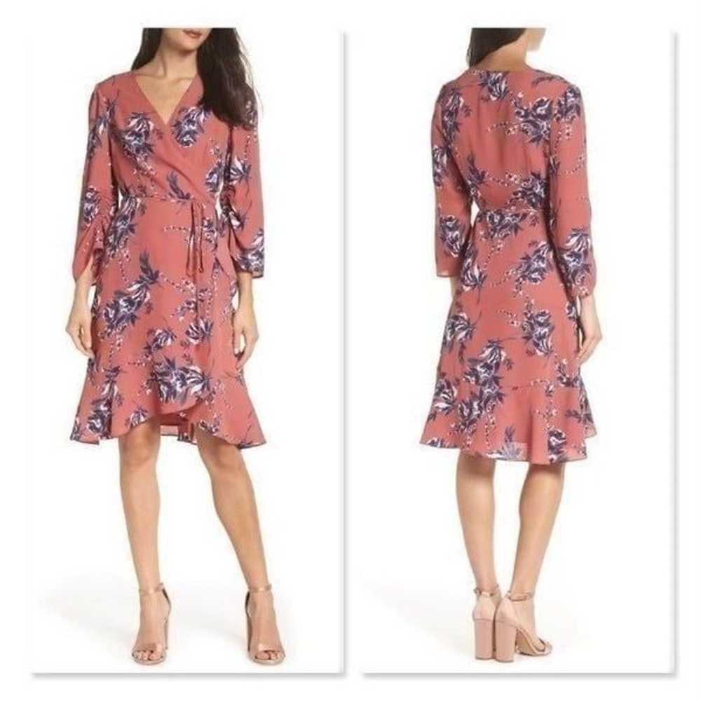 Charles Henry Ruched Sleeve Wrap Dress - image 1