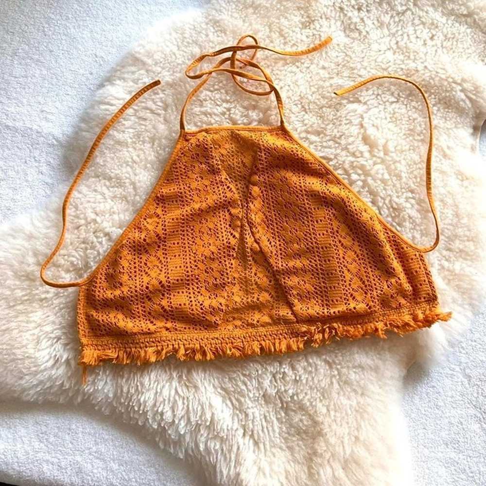 Highneck Orange Boho Crop Halter Top - image 1