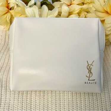 YSL ホワイト　ポシェット 1x YSL Beauty White Waterproof Makeup Cosmetic Brush Bag