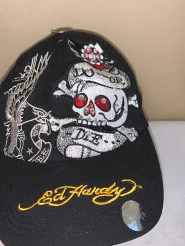 ED HARDY スカル グリッターキャップ Ed Hardy スカルとハートのキャップ ラメ PUNK ラインストーン