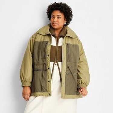 Green Utility Jacket With Color Block Design And … - image 1