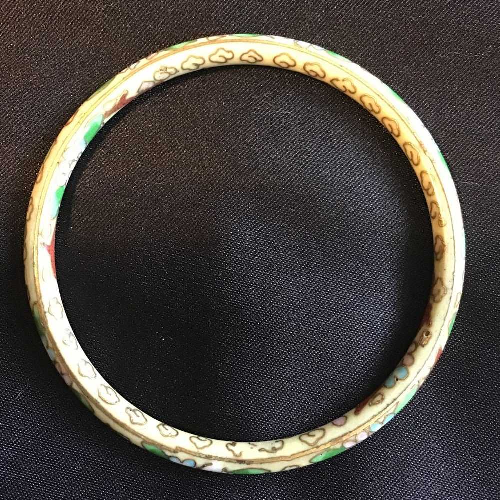 Vintage cloisonne bangle bracelet - image 2