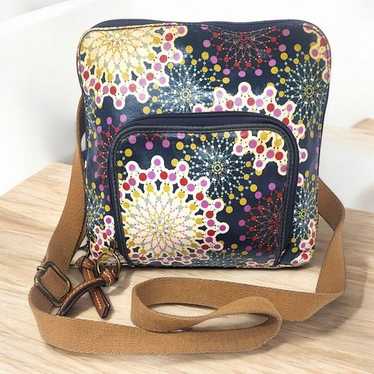 Fossil Keyper Zip Calypso Blue Multi Color Canvas… - image 1