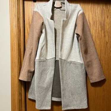 Stylish Color Block Open Front Coat - image 1