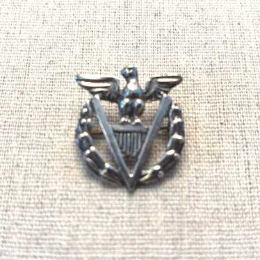★アメリカ軍＊１９４０年代＊９２５銀製SWEET HEARTピンブローチ（実物） USA製1940年代WW2ヴィンテージSweetheartマザーオブパール