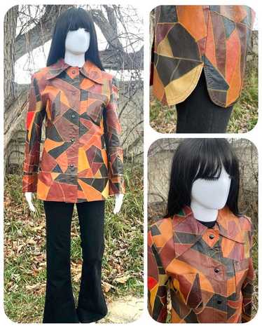 Vintage 70s leather patchwork jacket - Gem