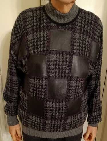 Vintage Mondo Di Marco Geometric Leather Crewneck… - image 1
