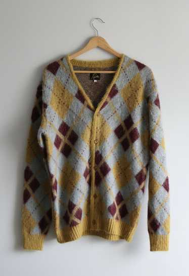T*i様 ニードルス Needles Mohair Cardigan Argyl NEEDLES Mohair Cardigan Argyle Pattern Blue Size-L New from