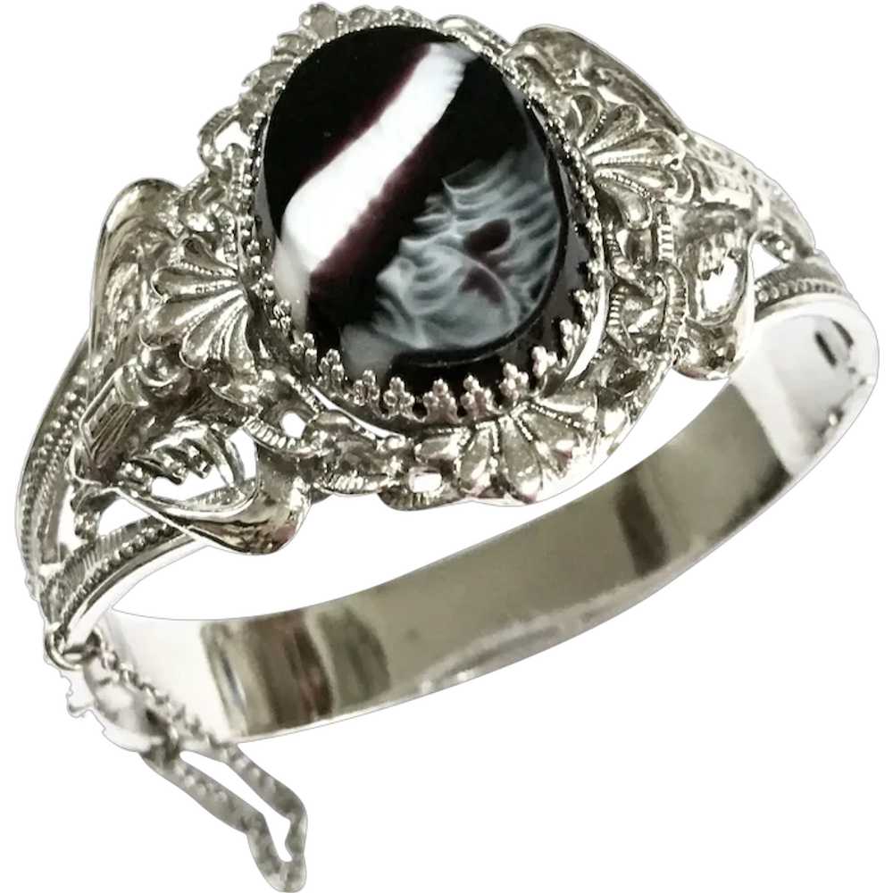 Whiting & Davis Wide Hinged Bracelet With Scottis… - image 1