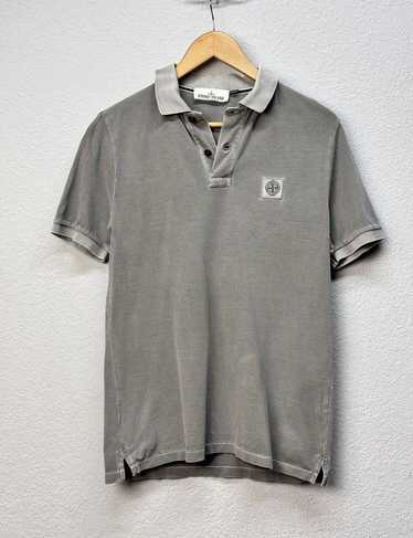 90s STONE  ヴィンテージ POLO SHIRT STONE ISLAND Vintage Mens Polo Shirt 90s White Green Cotton