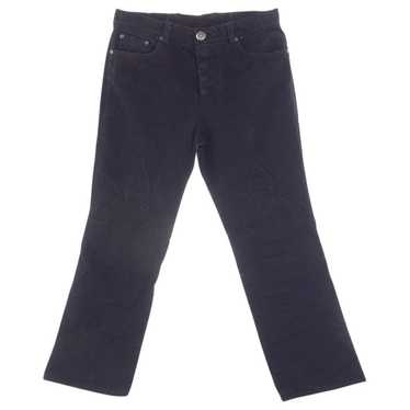 Chrome Hearts Black Leather Fleur Knee Carpenter Pants