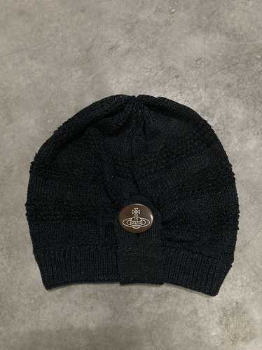 ニットキャップ・ビーニー Vivienne Westwood Beanie Hat With Logo Vivienne Westwood Knit Beanie Logo Cap Hat Cotton Gray Blue