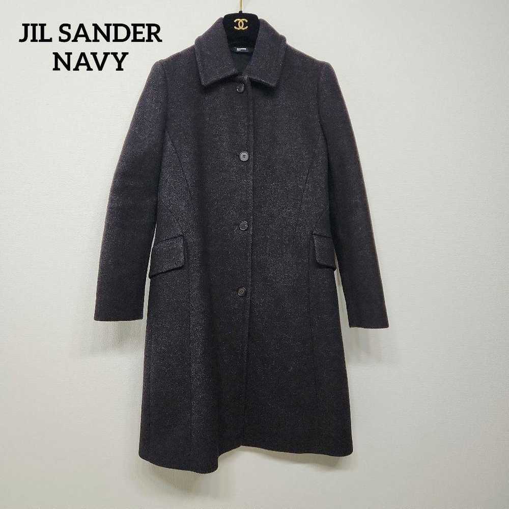 【Excellent Condition】 Jil Sander Navy Woolステンカラー Coat 36 Made in Italy