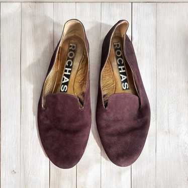 【ROCHAS】 未使用 ブラック バレエシューズ 24 スエード　❤︎ ROCHAS】 未使用 ブラック バレエシューズ 24 スエード ❤︎