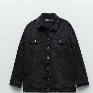 ジャケット・アウター zara BLACK denim jacket S size New Zara Contrasting Worker Jacket S Black workshirt work