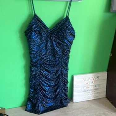 Spaghetti String V Neck Form Fitting Taboo Blue D… - image 1